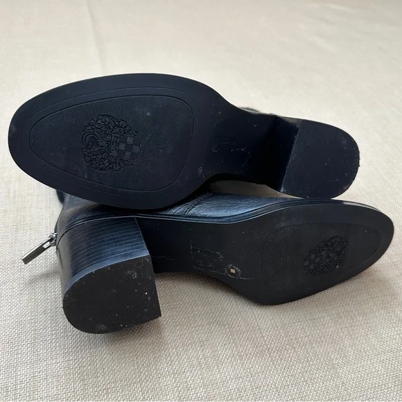 Vince Camuto Zeldina Black Leather Heeled Boots - Picture 3 of 16